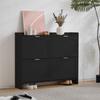 Modern shoe cabinet, with 4 flap compartments, shoe rack, shelves, entrance area or hallway, black, dimensions: W110/H90/D24 cm(OLD SKU:N657P201550B)