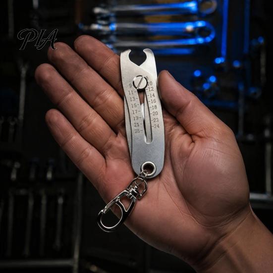 Nut Bolt Gauge Portable Thread Size Checker Keychain, Stainless Steel Precise Gauge, Bolts Finder Verification Tool Keychain