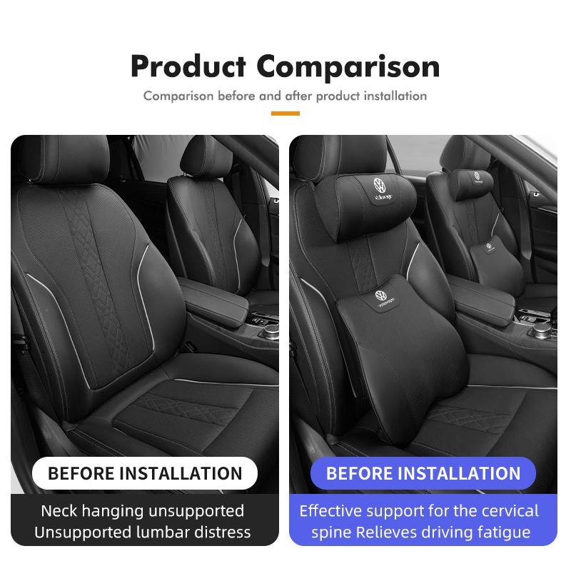 O2For Volkswagen VW Car Back Pillow Napa Leather Memory Cotton Headrest Lumbar Support Scirocco Passat Polo B5 B6 B7 CC Tiguan