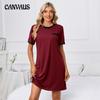 Plus Size Women's New Short Sleeved Solid Color Loose T  Shirt Round Neck Pajamas Dress