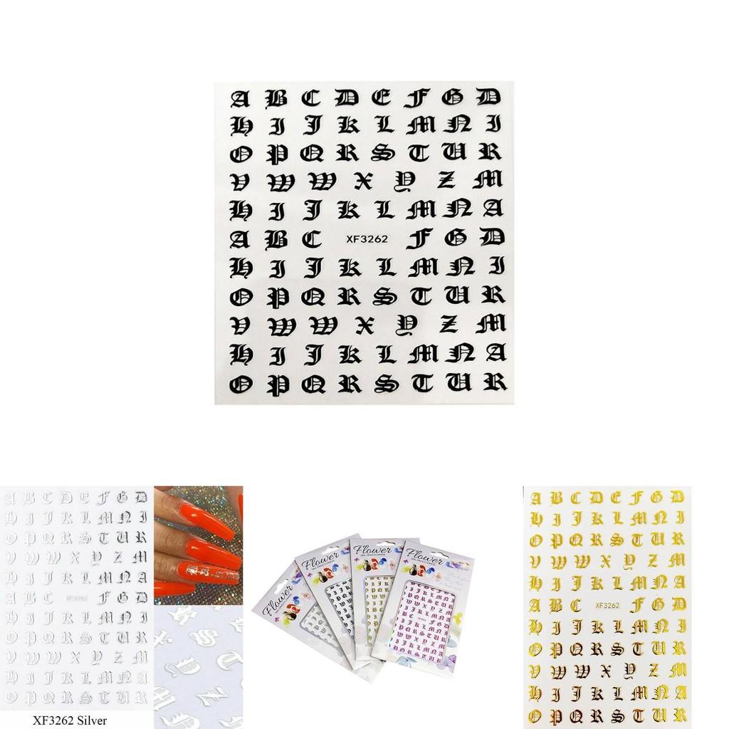 Customizable 3d Nail Art Stickers With Stylish Letter Designs For Unique Nail Art Creations