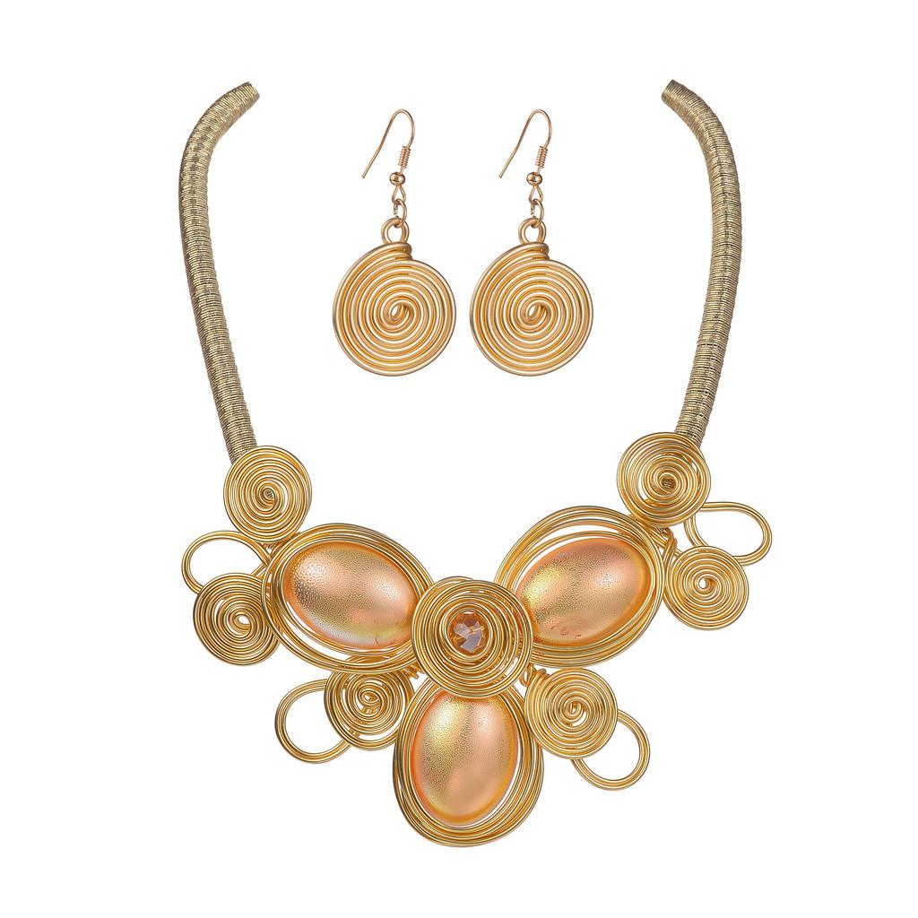 Handcrafted Gold And Silver Alloy Jewelry Set With Geometric Animal Patterns For Trendy Women