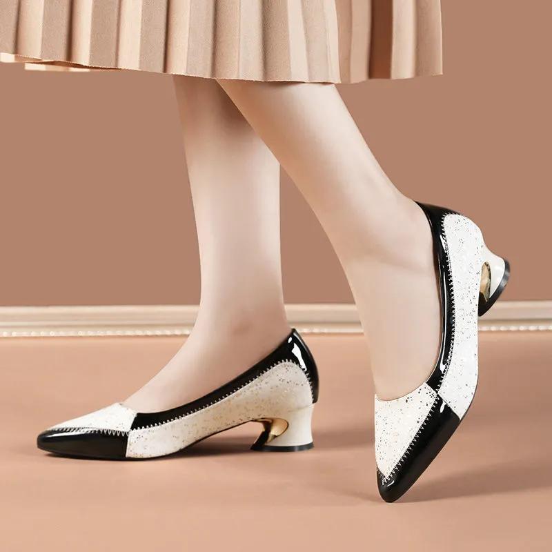 Модные женские туфли на одинарной обуви на высоком каблуке с мягкой подошвой и толстым каблуком