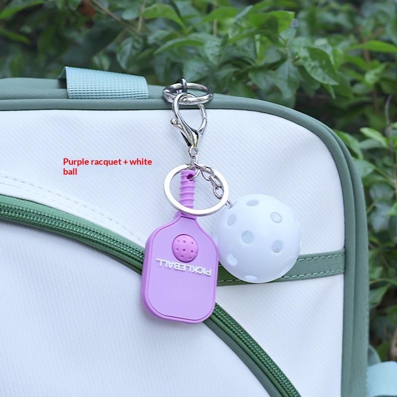 Pickleball Racket Metal Keychain Creative Sports Lovers Gift Colorful Hollow Golf Ball Bag Decoration