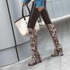 Q/Women's High Heel Boots Sexy Snake Skin Pattern Thick Heel Women's Boots Autumn and Winter New Large Size Boots