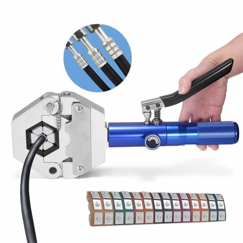 Hose Crimping Pliers, Hydraulic Clamp, AC Hose Crimping Tool, Integrated, 8T, Seven Dies, Storage Case Included, Automotive Repair