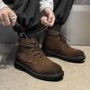 Handmade Men High Top Boots High Quality Leather Walking Shoes Outdoor Sneakers Men Lace Up Non-Slip Ankle Boots for Men