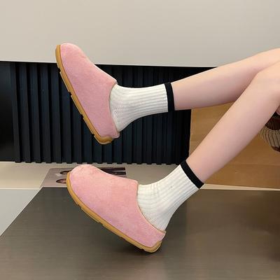 Дизайнерские уродливо-милые маленькие картофельные бокен обувь женские 2025 осень и зима новые бархатные теплые нескользящие повседневные хлопковые тапочки тренд