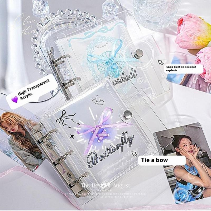 MIni Butterfly Photo Album Summer Dopamine Fresh Color Acrylic PHotocard Holder 3inch Mushroom Button Cards Collecter