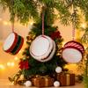 Christmas Drum Hanging Ornament for Tree Decoration Plush Fabric Texture Classic Red Green Colors Festive Eye-Catching Holiday Decor