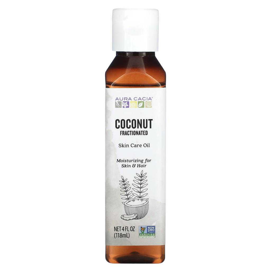 Aura Cacia Fractionated Skin Care Oil, Coconut, 4 Fl Oz (118 Ml)