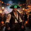LED Halloween Pirate Hat Glow in the Dark Luminous Captain Cap Adult Size Cosplay Party Hats Carnival Festival Supplies