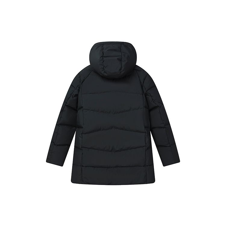 Fila Флисовая куртка-пуховик средней длины с капюшоном и надписью для мужчин, верхняя одежда, черная F11M147902F-BK