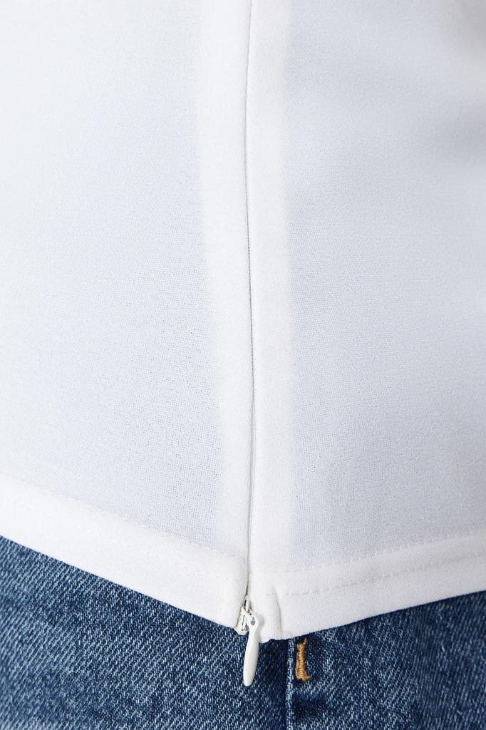 Women's Fashion New Blouse Green Strapless Collar Side Zipper Crepe Knitted Blouse