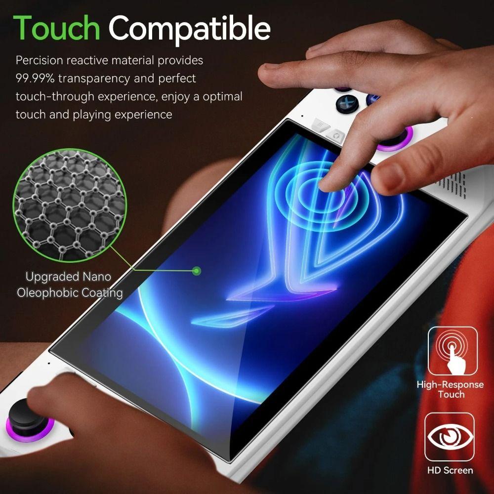 3pcs Handheld Console Screen Protector HD Tempered Glass for Asus ROG Ally Anti Fingerprint