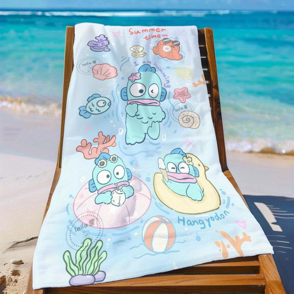 Kawaii Hangyodon Beach Towel Underwater Adventure Design Lightweight Absorbent Towel for Beach Pool Bath Travel
