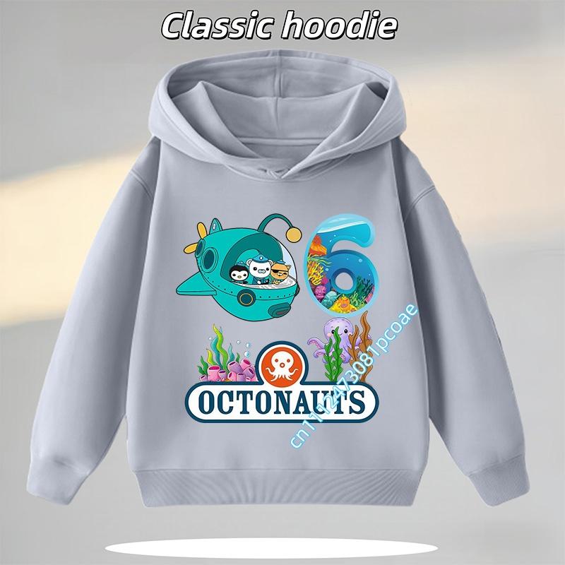 Octonauts 1-8-year-old Hooded Sweatshirt for Boys, Girls' Casual Top with Digital Cartoon Print, Long Sleeve for Autumn/Winter
