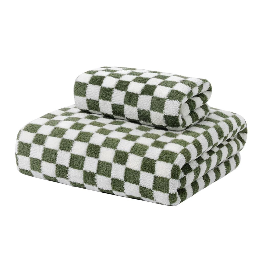 Bath Towels Checkered Bath Towels, Ultra Soft Velvet Towels Highly Absorbent Wash Cloths Quick Drying Towels For Bathroom, Gym