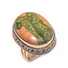 Натуральный драгоценный камень унакит, медное ювелирное кольцо ручной работы, размер 7 U2P77