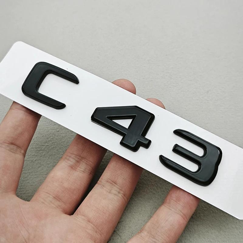 3D ABS Car Letters C43 C63 Logo Rear Trunk Badge Emblem Decals For Mercedes Benz AMG C43 C63 W205 W206 Car Sticker Accessories