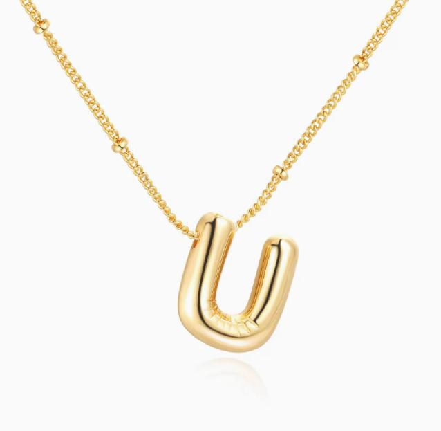 LT-12056 Stainless Steel 18K Gold Balloon Letter Necklace Silver Bubbles 26 English Alphabet Pendants Jewelry