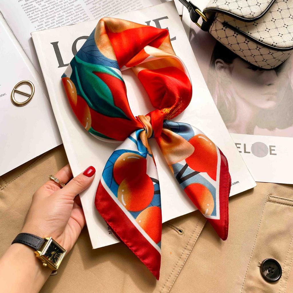 [Complete Works] Black and white simple cashew flower silk scarf premium waist ethnic style waist scarf decorative headscarf scarf workplace