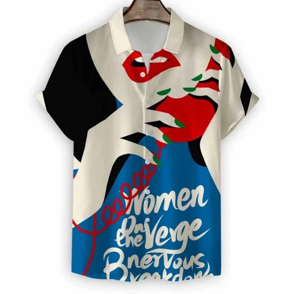 Modern Girls Pattern Print Men's Shirts Hawaii Short Sleeve Top Fashion Streetwear Casual Outdoor Men's and Women's Clothing Blouse