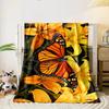 Monarch Butterfly on Yellow Lilies Flannel blanket for bedroom living room sofa and nap