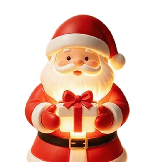 Christmas Table Decorations Santa Claus Figurine with Warm LED Light, Glowing Tabletop Night Decorative Bedside Lamp Light Decor, Holiday Desktop