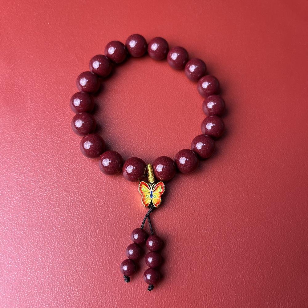 Genuine Natural High-Content Purple Gold Sand Bracelet, Women's Cinnabar Bead Bracelet, Zodiac Buddha Beads