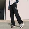 Anta Comfortable Casual Simple Versatile High-Waisted Loose Knit Sports Pants Women Bottoms Basic-Black 162518302-2