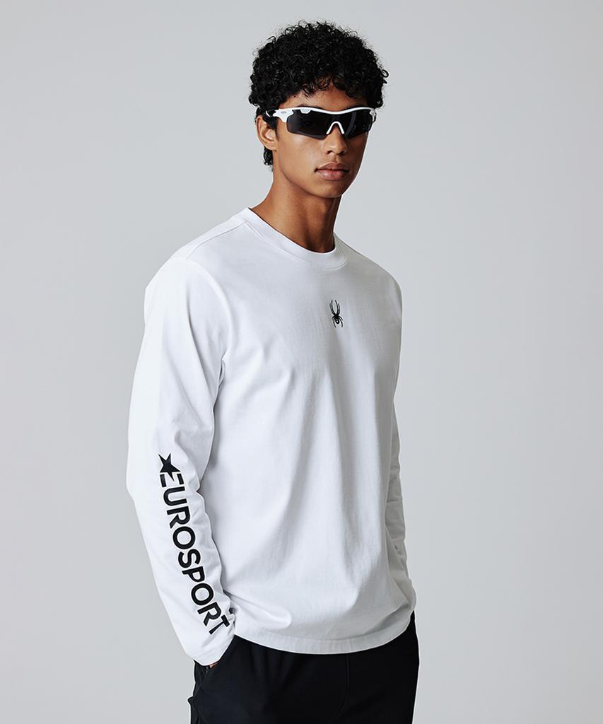 SPYDER Unisex Eurosport Lettering Logo Loose Fit Long Sleeve T-Shirt Spifcnrl341Uwht