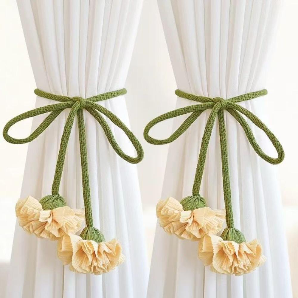 Adjustable Flowers Curtain Straps Decorative Carnation Curtain Tie Rope Curtain Buckle Bedroom
