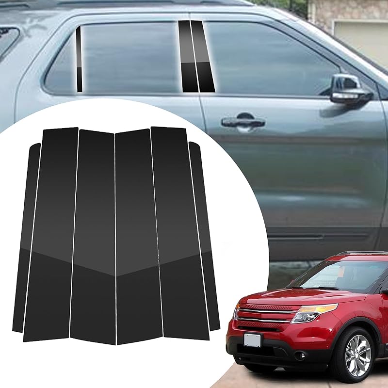 6pcs Glossy Black Exterior Door Window Pillar Posts Molding Cover Panel Trim Stickers Side Door Window Cover Trim Kits for Honda Civic 11th Gen