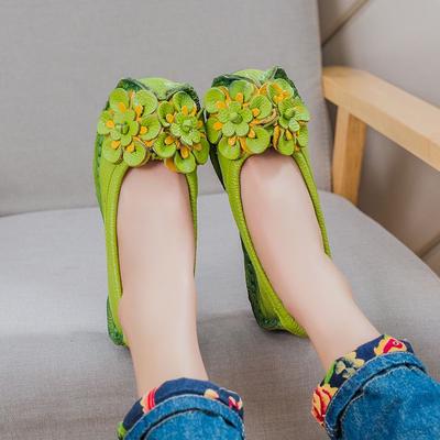 Высококачественные балетки с цветочным принтом в стиле ретро, женская обувь, новые трендовые лоферы, женская обувь из натуральной кожи, женские шлепанцы, мягкие мокасины