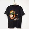 Summer Men's Facial Portrait Printed Round Neck Short Sleeved 100%Pure Cotton Black Hip-hop Outdoor Classic High-quality T-shirt