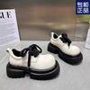 British Style Super Fire Platform Block Lace-up Big Head JK Small Leather Shoes Loafers Low-top Single Shoes College Style Women's Shoes