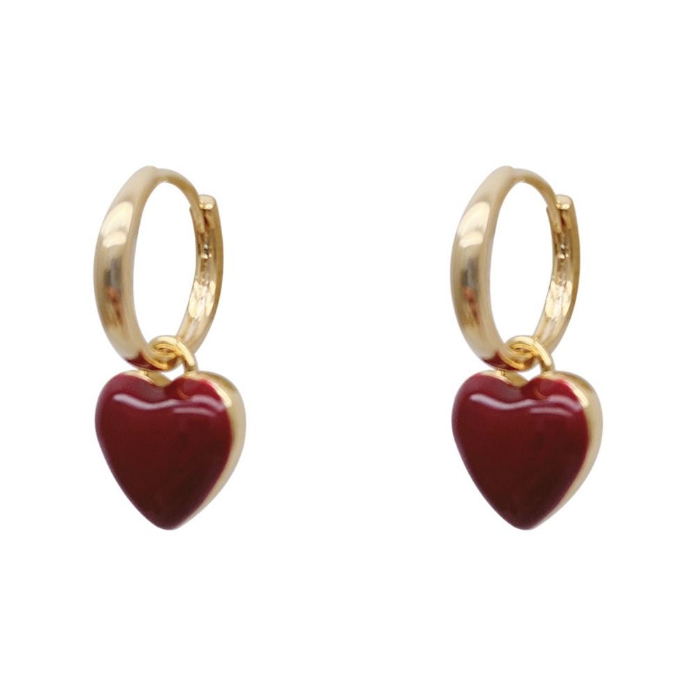 Style Jewelry Accessories Ear Buckle Small Huggie Earrings Women Hoop Earrings Wine Red Earrings