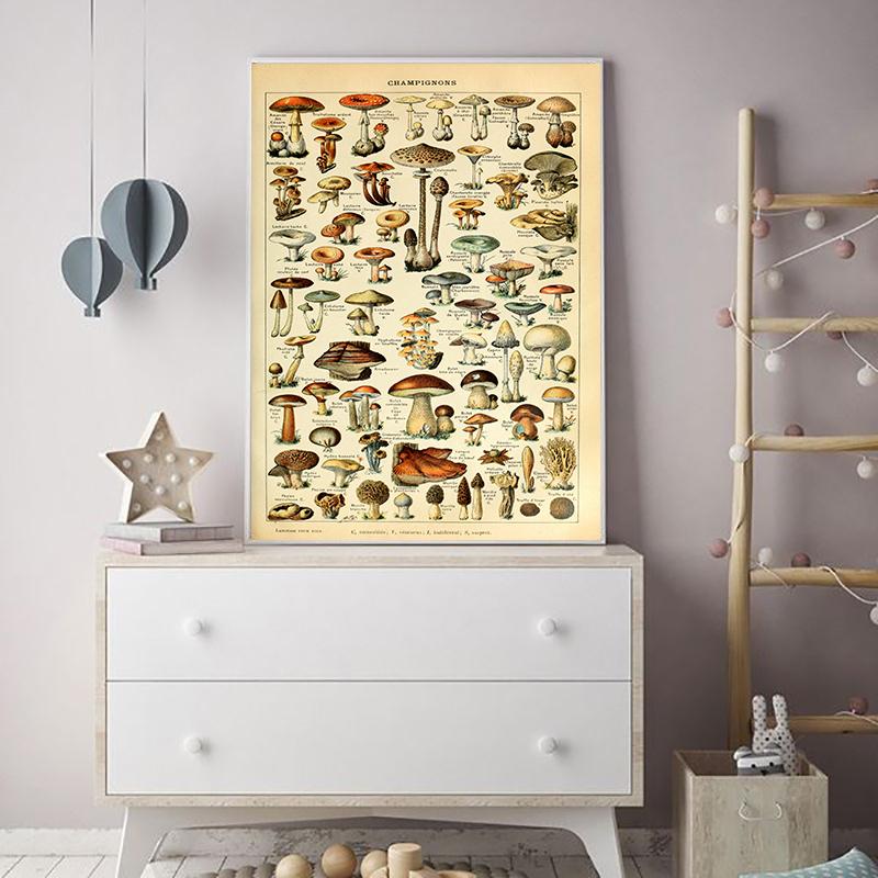 Винтажная ведьма Фрукты Овощи Холст Картина Ретро Цветы Грибы Печать Настенный декор Плакат Для кухни Домашний декор Без рамки