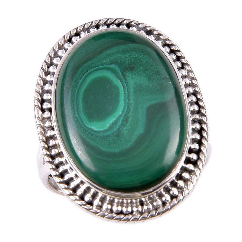 Кольцо из стерлингового серебра 925 пробы с натуральным малахитом, размер 7 K8e22