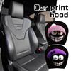 Funny Face Car Headrest Cover Pink Hat Black Cat Halloween Themed Smiling Face Head Rest Protector Washable Accessory