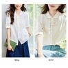 Women's Apricot Embroidered Long-Sleeve Cotton Shirt