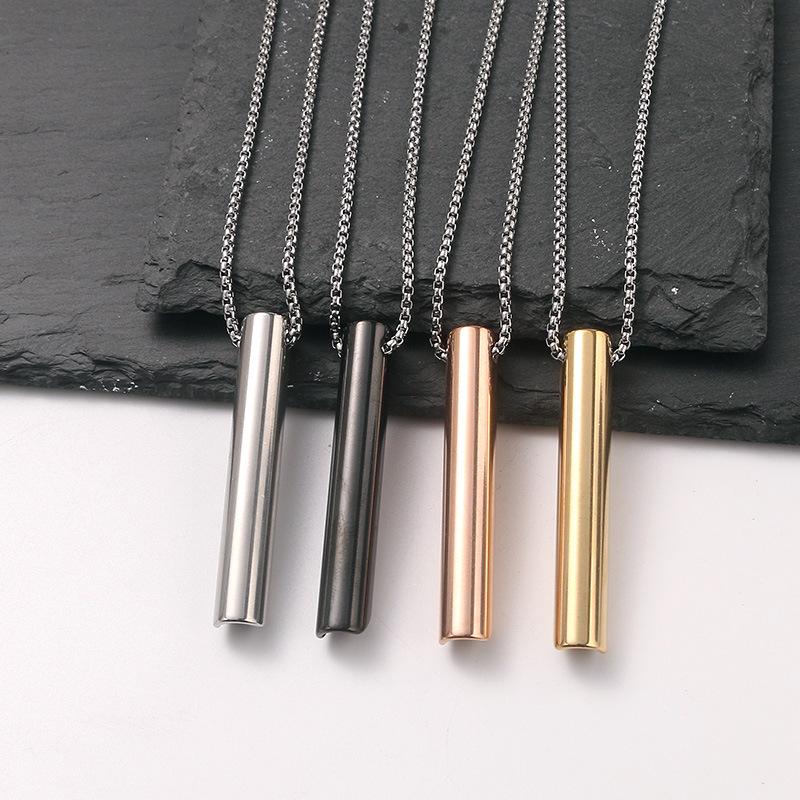 Stylish Titanium Steel Long Whistle Necklace - Regulates Breathing and Eases Stress