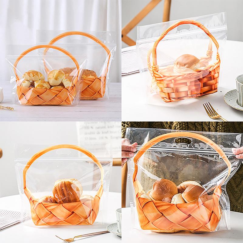 10 шт. прозрачных пакетов с застежкой-молнией, большой прозрачный пакет для тостов, держатель для хлеба, портативная самоклеящаяся упаковка для выпечки, подарок для выпечки