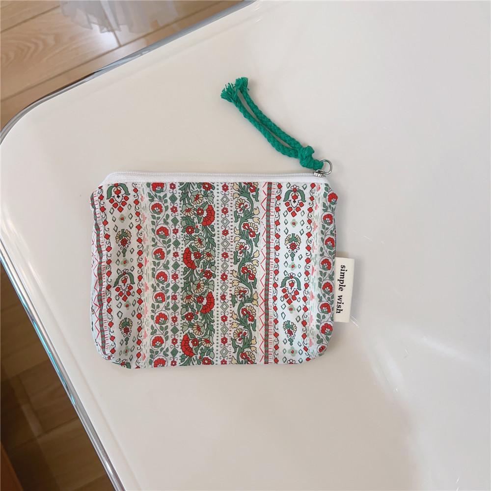 Mini Cotton Floral Organizer Bags for Women Bag Small Fabric Cosmetic Make Up Bag Little Purse Coin Pouch Children Cosmetic Case