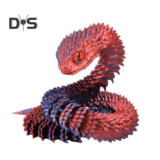 3D Printed Animals Articulated Simulated Snake Stress Relief Toys Realistic Flexible Snake Fidget Toy Tabletop Ornament for Kids Adults