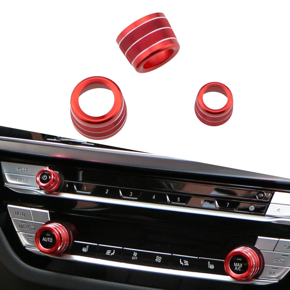 3 шт., ручки кондиционера громкости автомобиля, кнопка управления аудио, кольцо, накладка для BMW X3 G01 X4 G02 5 серии G30 6gt GT6