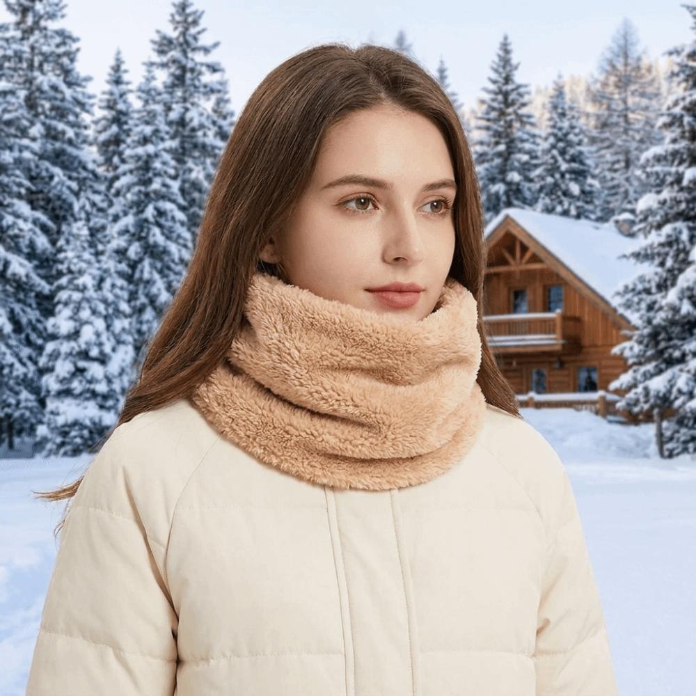 Solid Color Winter Knitted Scarf Windproof Warm Neck Warmer Face Mask Fleece Muffler Sports