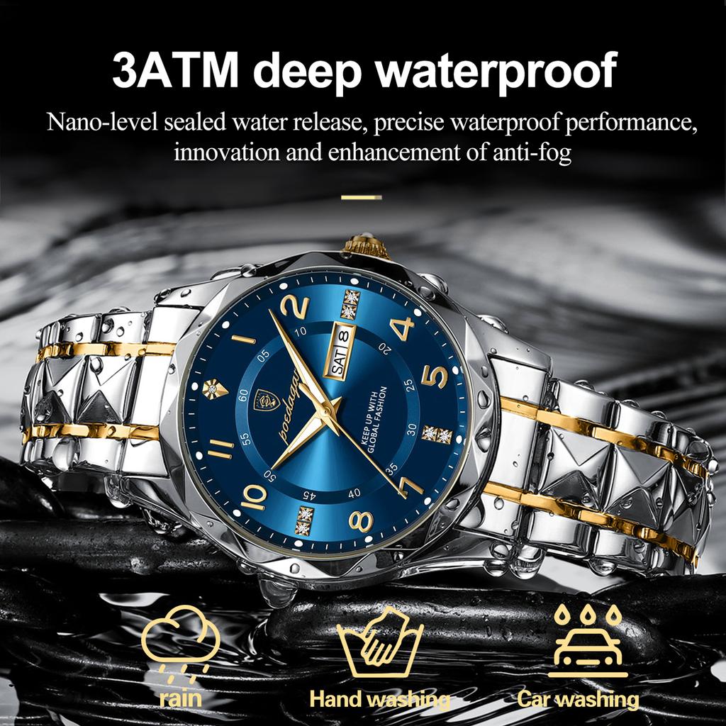 POEDAGAR Luxury Men Watches Business Fashion Man Wristwatch Waterproof Luminous Date Week Quartz Men's Watch