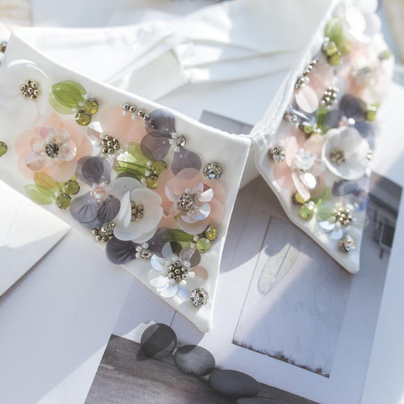 Мода Женщины Блестки Съемные Воротники Искусственные Белые Черные Ложные Воротники Женщина Галстук Мода Съемный Бриллиант Искусственный Воротник Женщины